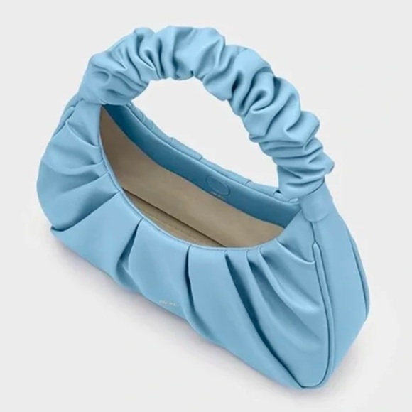 JW Pei Ruched Hobo Structured Handbag in Light Blue NWOT - Picture 3 of 9